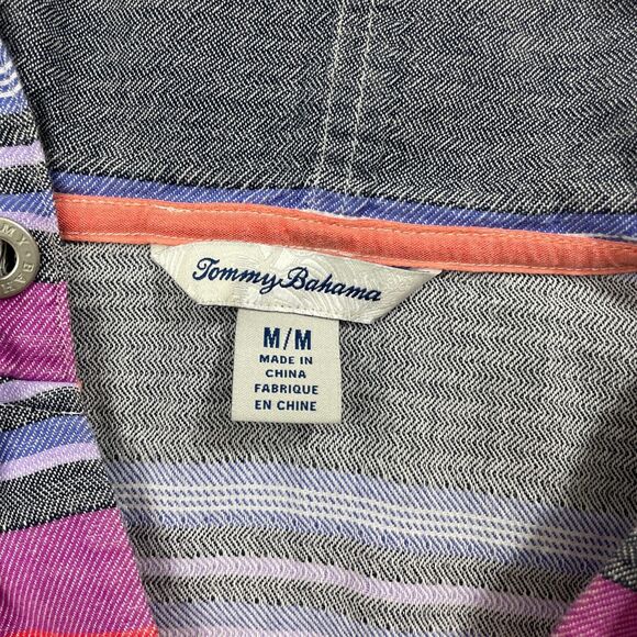 Tommy Bahama Medium Hooded Sunset Striped Multi Color Tunic 100% Cotton - Picture 3 of 5
